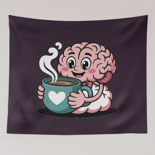 Item preview, Brain Needs Coffee First – Funny Cartoon Design for Caffeine Lovers designed and sold by VEYA STORE.