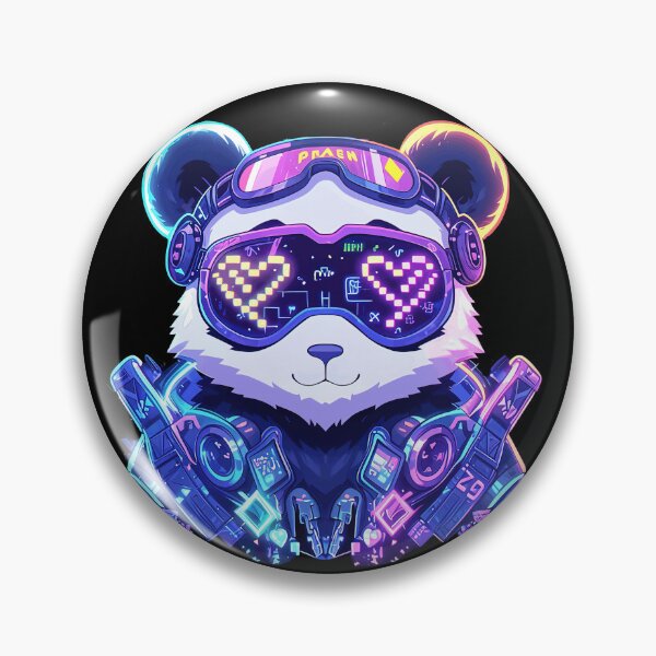 Item preview, Neon Cyber Panda – Pixel Heart Visor designed and sold by luminumance.