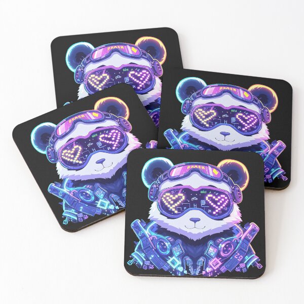 Item preview, Neon Cyber Panda – Pixel Heart Visor designed and sold by luminumance.