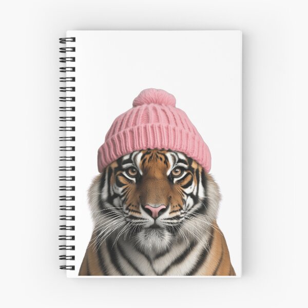 Item preview, Cozy Tiger Wearing Pink Winter Hat Trendy Animal Fashion Artwork designed and sold by LazyOwlStore.