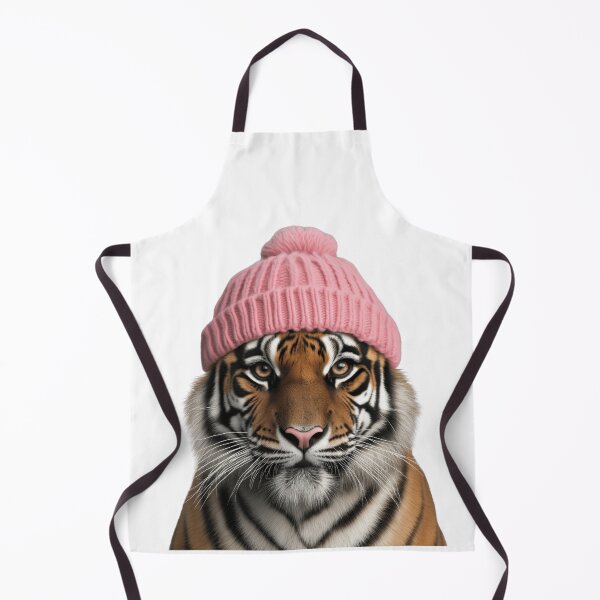 Item preview, Cozy Tiger Wearing Pink Winter Hat Trendy Animal Fashion Artwork designed and sold by LazyOwlStore.