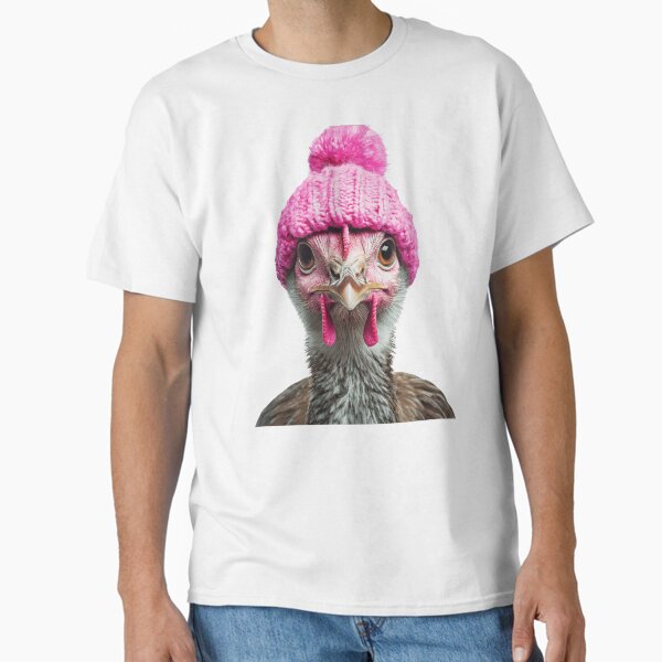Item preview, Cozy Turkey bird Wearing Pink Winter Hat Trendy Animal Fashion Artwork designed and sold by LazyOwlStore.