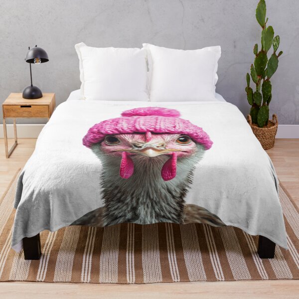Item preview, Cozy Turkey bird Wearing Pink Winter Hat Trendy Animal Fashion Artwork designed and sold by LazyOwlStore.