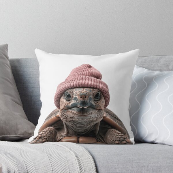 Item preview, Cozy Turtle Wearing Pink Winter Hat Trendy Animal Fashion Artwork designed and sold by LazyOwlStore.