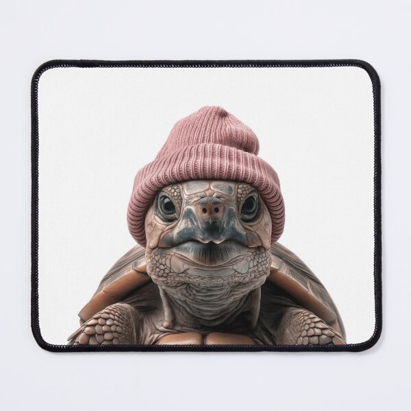Item preview, Cozy Turtle Wearing Pink Winter Hat Trendy Animal Fashion Artwork designed and sold by LazyOwlStore.