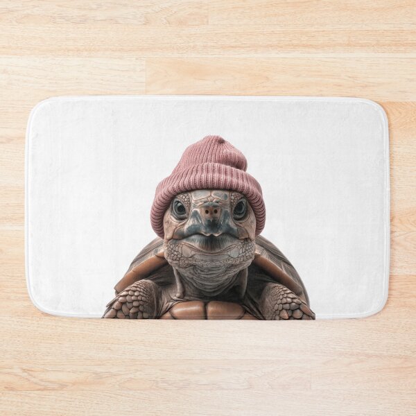 Item preview, Cozy Turtle Wearing Pink Winter Hat Trendy Animal Fashion Artwork designed and sold by LazyOwlStore.