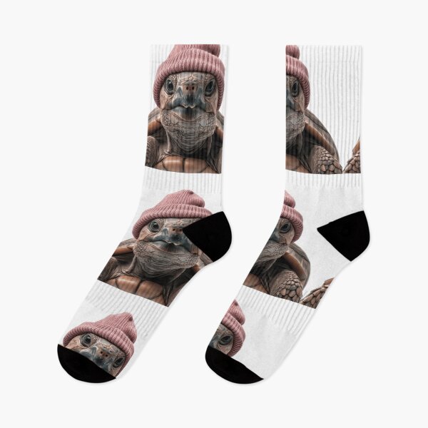 Item preview, Cozy Turtle Wearing Pink Winter Hat Trendy Animal Fashion Artwork designed and sold by LazyOwlStore.