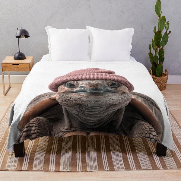Item preview, Cozy Turtle Wearing Pink Winter Hat Trendy Animal Fashion Artwork designed and sold by LazyOwlStore.