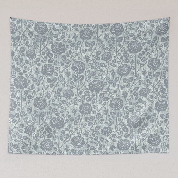 Item preview, Vintage roses in steel blue designed and sold by colorofmagic.