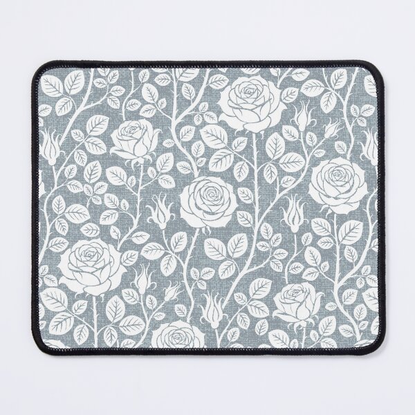 Item preview, Vintage roses in white on silver blue designed and sold by colorofmagic.