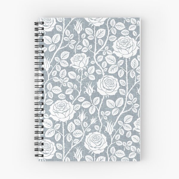 Item preview, Vintage roses in white on silver blue designed and sold by colorofmagic.