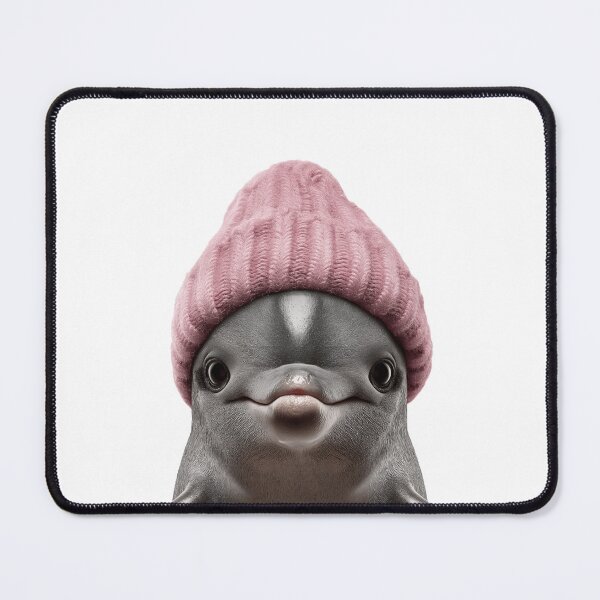Item preview, Cozy Vaquita Wearing Pink Winter Hat Trendy Animal Fashion Artwork designed and sold by LazyOwlStore.