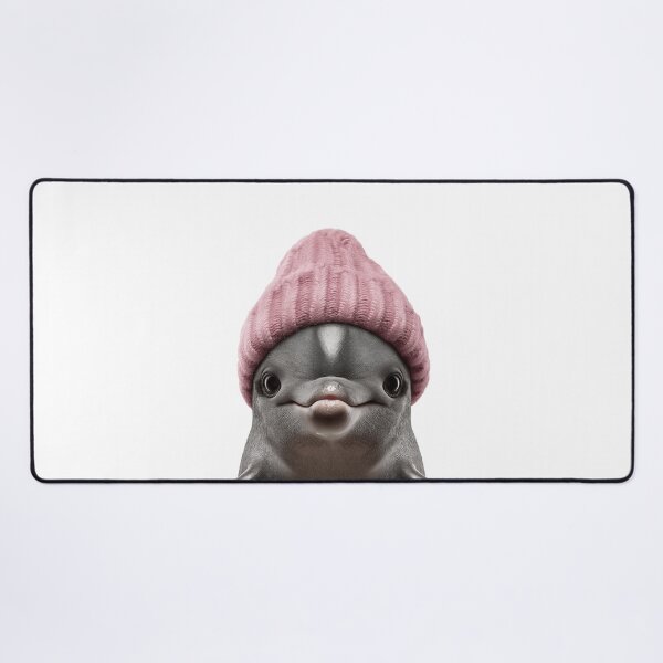 Item preview, Cozy Vaquita Wearing Pink Winter Hat Trendy Animal Fashion Artwork designed and sold by LazyOwlStore.