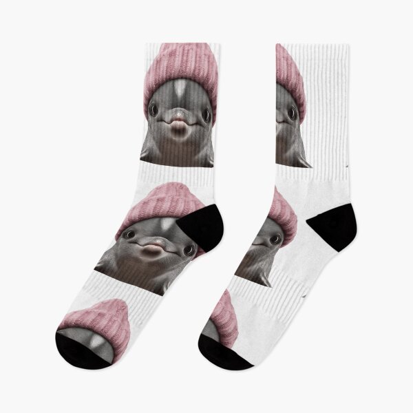 Item preview, Cozy Vaquita Wearing Pink Winter Hat Trendy Animal Fashion Artwork designed and sold by LazyOwlStore.
