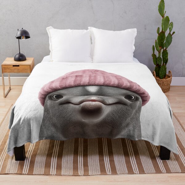Item preview, Cozy Vaquita Wearing Pink Winter Hat Trendy Animal Fashion Artwork designed and sold by LazyOwlStore.