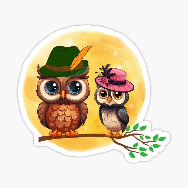 Item preview, Cute Owl Duo on a Night Branch designed and sold by nuchy.
