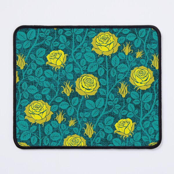Item preview, Vintage roses in citrus yellow on dark green designed and sold by colorofmagic.