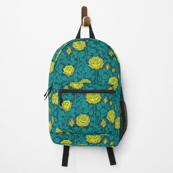 Item preview, Vintage roses in citrus yellow on dark green designed and sold by colorofmagic.