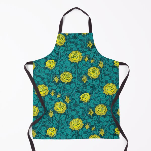 Item preview, Vintage roses in citrus yellow on dark green designed and sold by colorofmagic.