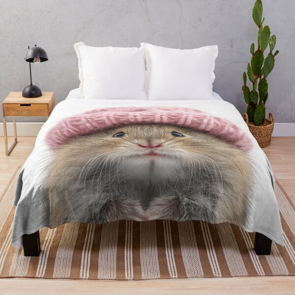 Item preview, Cozy Vole Wearing Pink Winter Hat Trendy Animal Fashion Artwork designed and sold by LazyOwlStore.