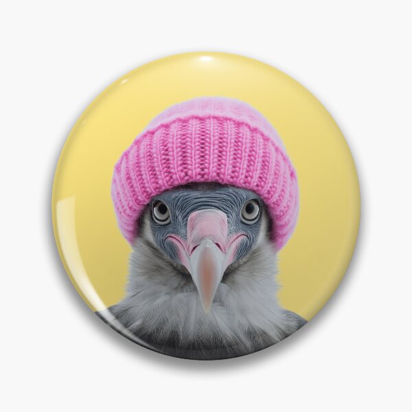 Item preview, Cozy Vulture bird Wearing Pink Winter Hat Trendy Animal Fashion Artwork designed and sold by LazyOwlStore.