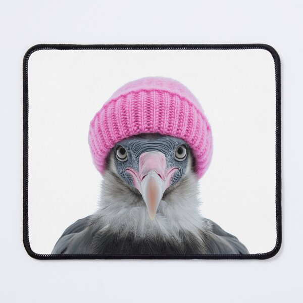 Item preview, Cozy Vulture bird Wearing Pink Winter Hat Trendy Animal Fashion Artwork designed and sold by LazyOwlStore.