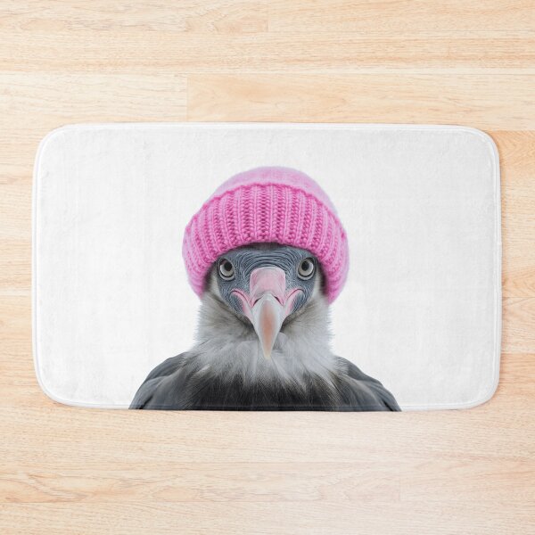 Item preview, Cozy Vulture bird Wearing Pink Winter Hat Trendy Animal Fashion Artwork designed and sold by LazyOwlStore.