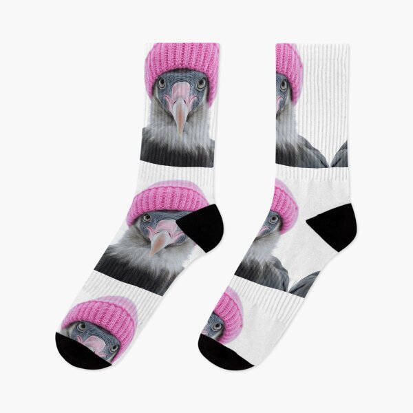Item preview, Cozy Vulture bird Wearing Pink Winter Hat Trendy Animal Fashion Artwork designed and sold by LazyOwlStore.
