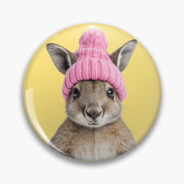 Item preview, Cozy Wallaby Wearing Pink Winter Hat Trendy Animal Fashion Artwork designed and sold by LazyOwlStore.