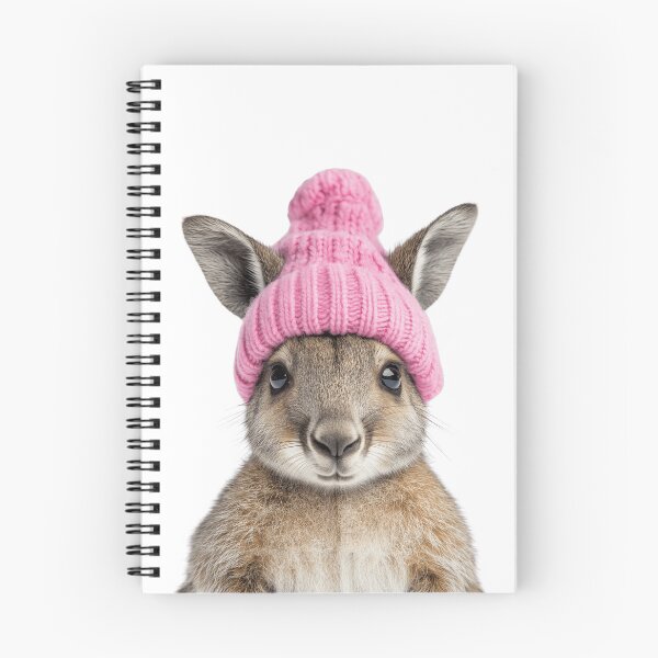Item preview, Cozy Wallaby Wearing Pink Winter Hat Trendy Animal Fashion Artwork designed and sold by LazyOwlStore.