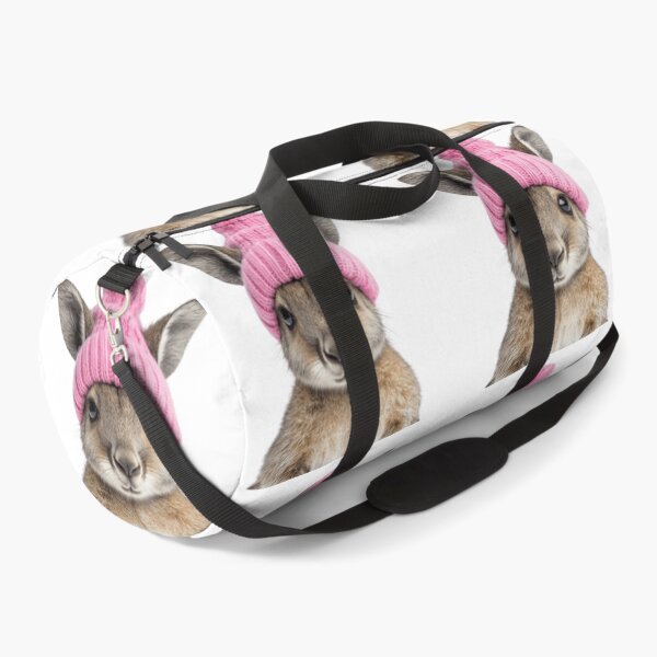 Item preview, Cozy Wallaby Wearing Pink Winter Hat Trendy Animal Fashion Artwork designed and sold by LazyOwlStore.