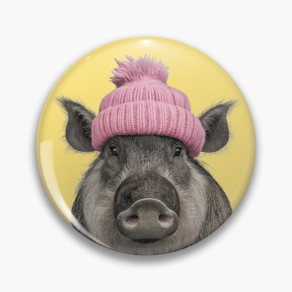 Item preview, Cozy Warthog Wearing Pink Winter Hat Trendy Animal Fashion Artwork designed and sold by LazyOwlStore.