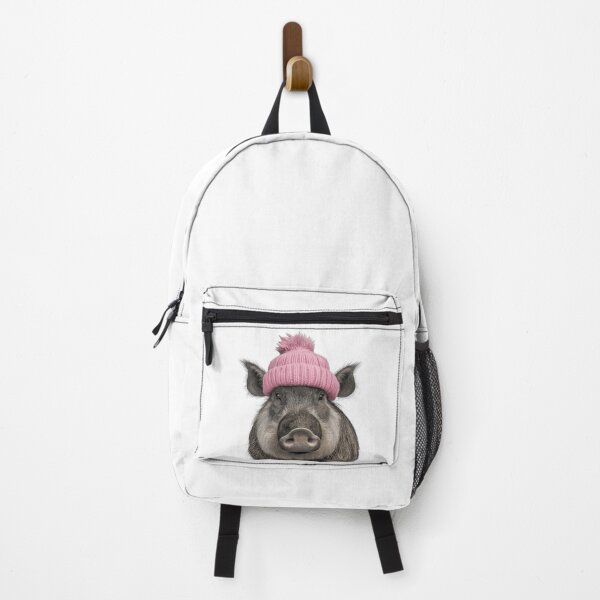 Item preview, Cozy Warthog Wearing Pink Winter Hat Trendy Animal Fashion Artwork designed and sold by LazyOwlStore.
