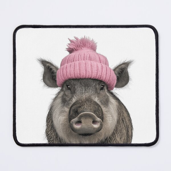 Item preview, Cozy Warthog Wearing Pink Winter Hat Trendy Animal Fashion Artwork designed and sold by LazyOwlStore.