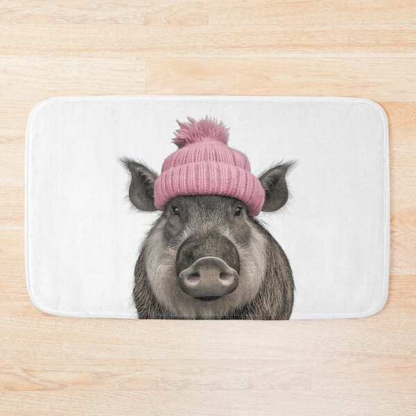 Item preview, Cozy Warthog Wearing Pink Winter Hat Trendy Animal Fashion Artwork designed and sold by LazyOwlStore.