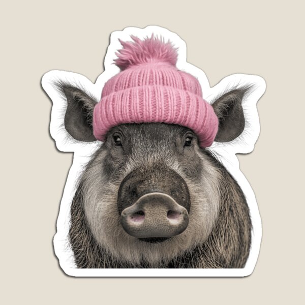 Item preview, Cozy Warthog Wearing Pink Winter Hat Trendy Animal Fashion Artwork designed and sold by LazyOwlStore.