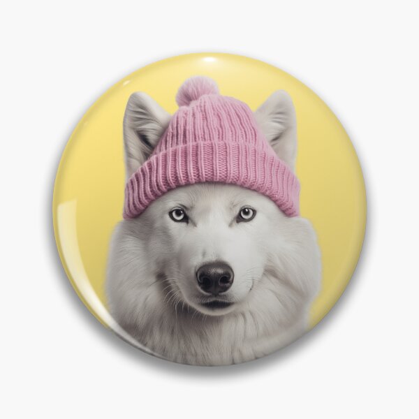 Item preview, Cozy Arctic Wolf Wearing Pink Winter Hat Trendy Animal Fashion Artwork designed and sold by LazyOwlStore.