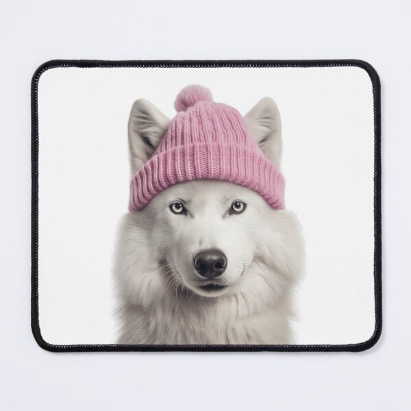 Item preview, Cozy Arctic Wolf Wearing Pink Winter Hat Trendy Animal Fashion Artwork designed and sold by LazyOwlStore.
