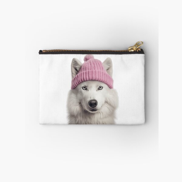 Item preview, Cozy Arctic Wolf Wearing Pink Winter Hat Trendy Animal Fashion Artwork designed and sold by LazyOwlStore.