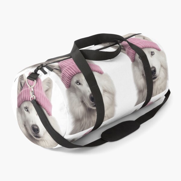 Item preview, Cozy Arctic Wolf Wearing Pink Winter Hat Trendy Animal Fashion Artwork designed and sold by LazyOwlStore.
