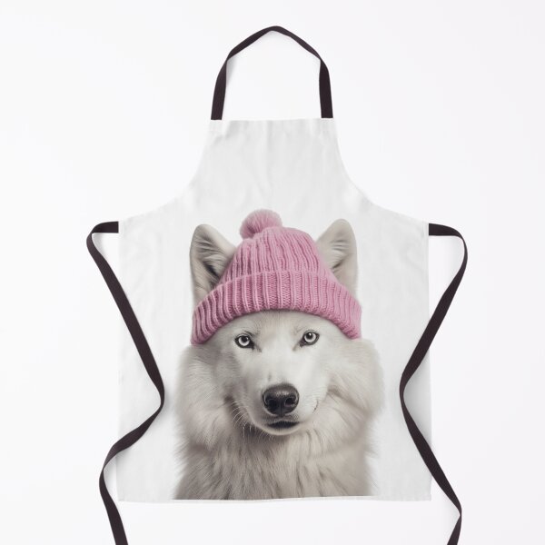 Item preview, Cozy Arctic Wolf Wearing Pink Winter Hat Trendy Animal Fashion Artwork designed and sold by LazyOwlStore.