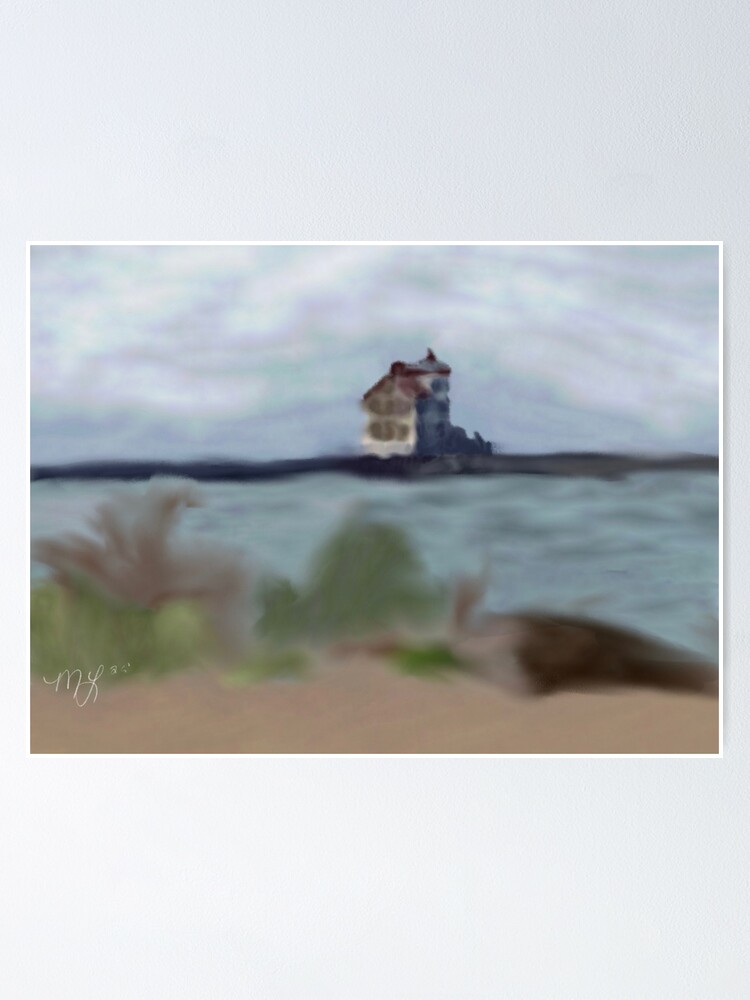 Thumbnail 1 of 3, Poster, Serene Beach Scene Watercolor Painting designed and sold by mossmoonlight.