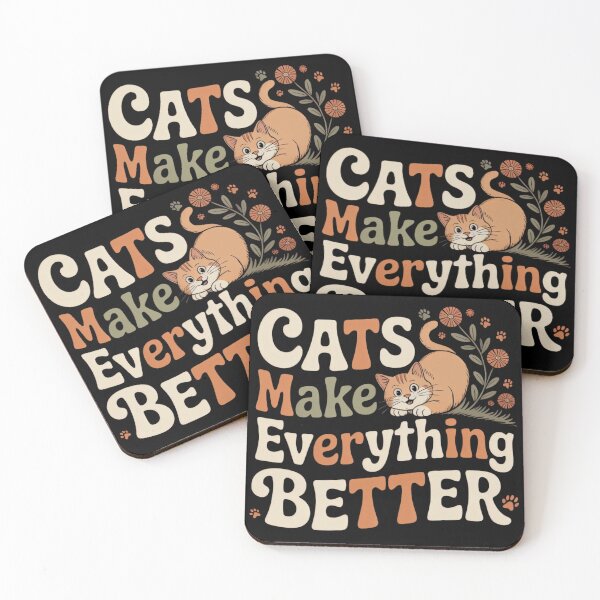 Item preview, Cats Make Everything Better — Retro Floral Cat Design designed and sold by ARTReMi.