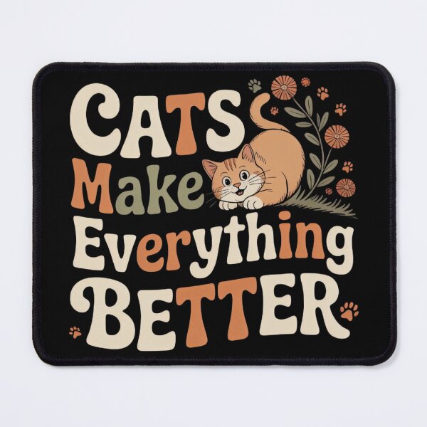 Item preview, Cats Make Everything Better — Retro Floral Cat Design designed and sold by ARTReMi.