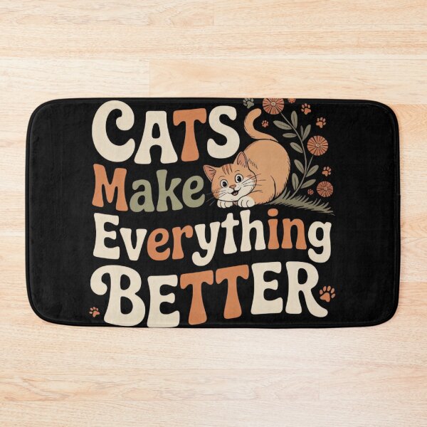Item preview, Cats Make Everything Better — Retro Floral Cat Design designed and sold by ARTReMi.