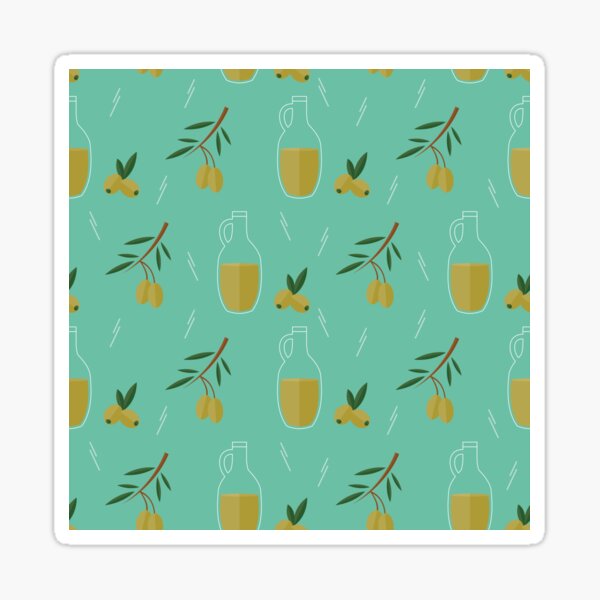 Item preview, Olives and olive oil on blue designed and sold by reneesillus.