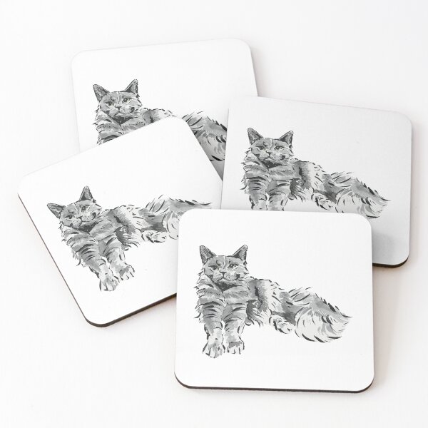 Item preview, Grey Cat Illustration Sticker, Nebelung Cat, Russian Blue designed and sold by alwaysbookish.