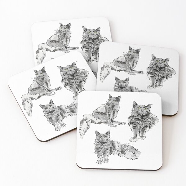 Item preview, Grey Cat Illustration Sticker Bundle, Nebelung Cat Breed designed and sold by alwaysbookish.