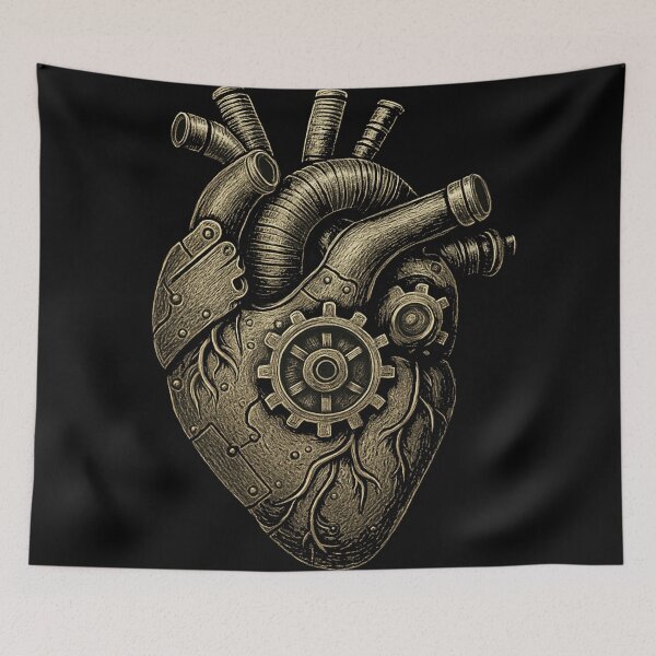 Item preview, Steampunk Mechanical Heart – Vintage Industrial Organ Art with Gears & Tubes designed and sold by HAFIZ-DP.