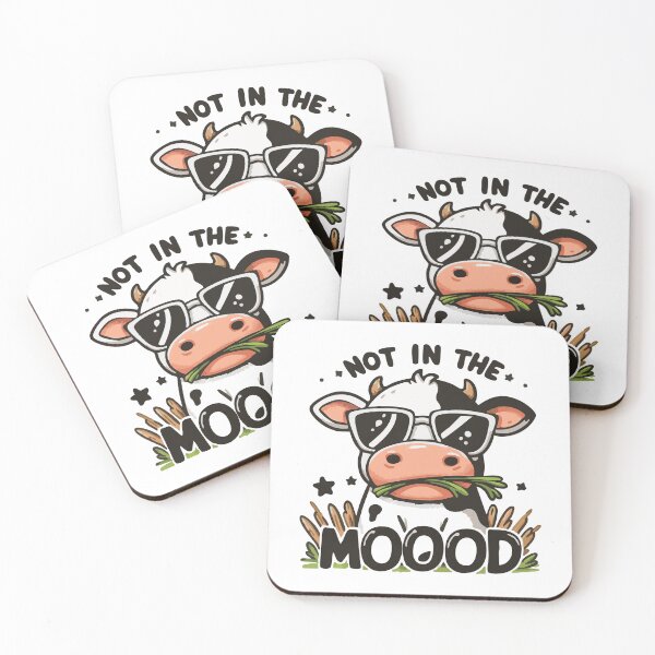 Item preview, Not in the MOOOD – Funny Cow Attitude Cartoon with Sunglasses designed and sold by GraffiniTee .